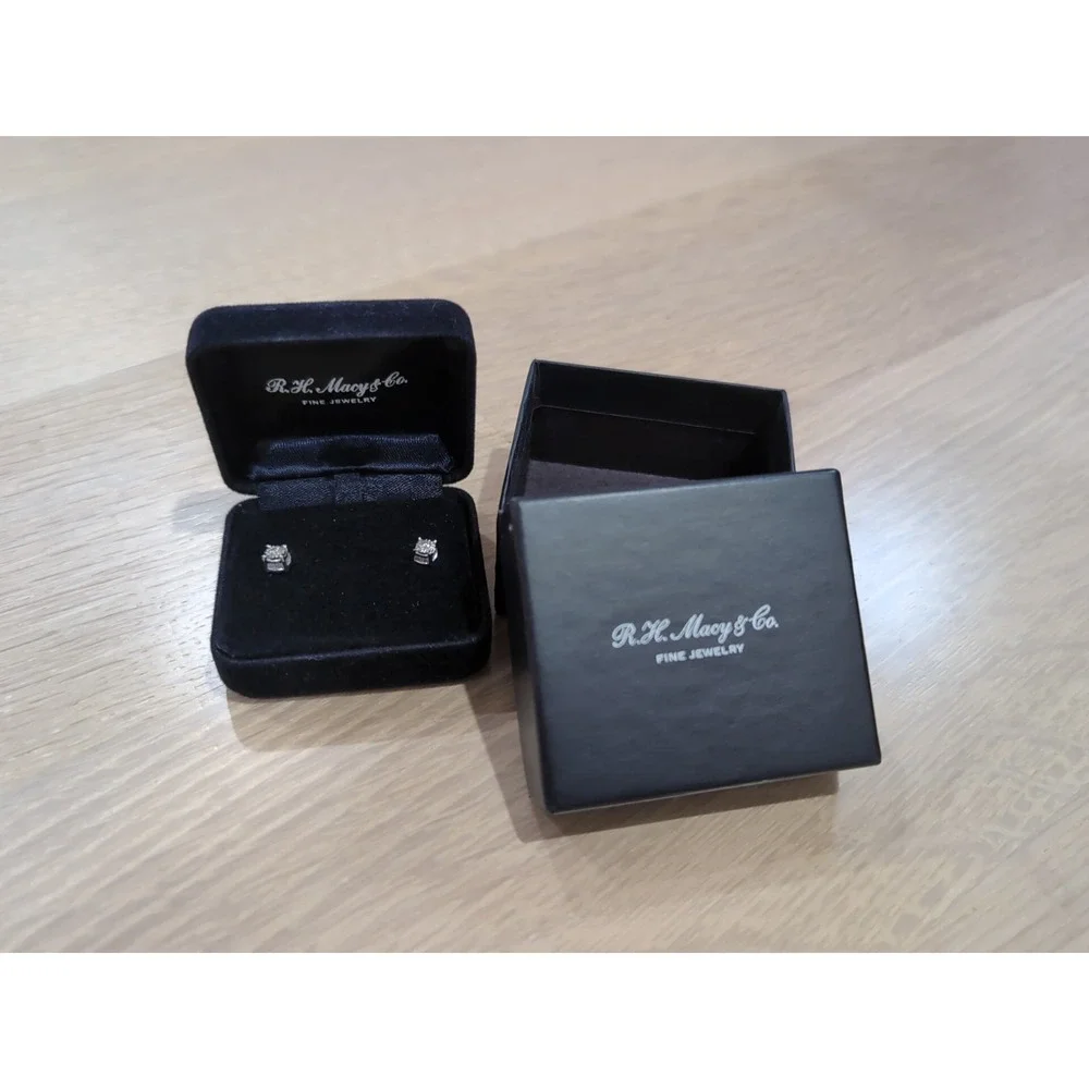 RH Macy's Diamond Solitaire Wedding Studs 1/2cttw Round Stud 14KW White Gold